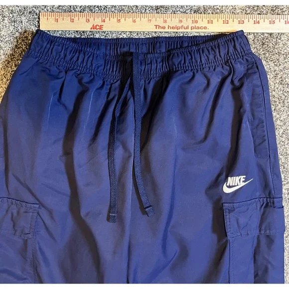 Nike Cargo Jogger Pants Mens Medium Navy Blue Tech Utility Nylon Cotton Elastic - Picture 9 of 11